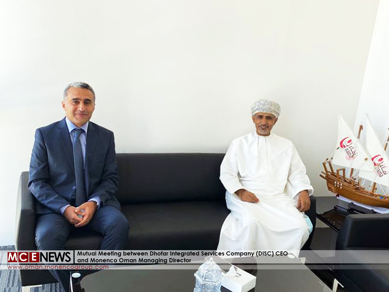 Mutual Meeting between Dhofar Integrated Services Company (DISC) CEO, Eng. Ali Issa Shamas and Monenco Consulting Engineers (MCE) Managing Director, Mr. Saeid Tamaddon
